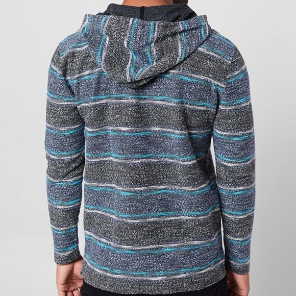 Departwest Baja Striped Pullover Hoodie in Navy Tobacco Drug Rug - Picture 11 of 12